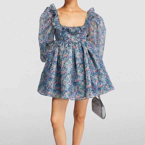 Selkie Mayfair Puff Mini Dress in Secret Garden - Picture 2 of 5